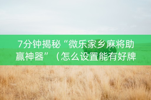 7分钟揭秘“微乐家乡麻将助赢神器”（怎么设置能有好牌)