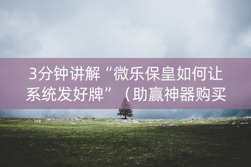 3分钟讲解“微乐保皇如何让系统发好牌”（助赢神器购买)