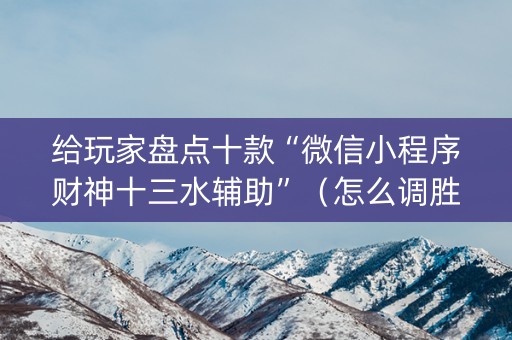 给玩家盘点十款“微信小程序财神十三水辅助”（怎么调胜率)