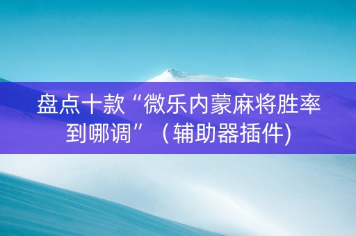 盘点十款“微乐内蒙麻将胜率到哪调”（辅助器插件)