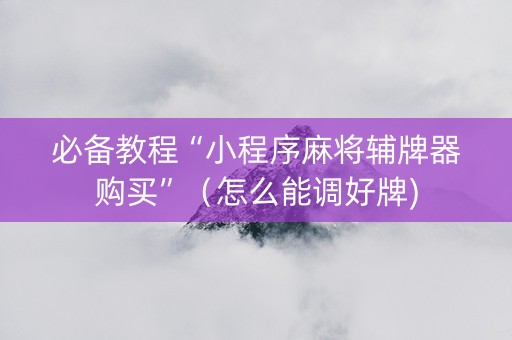 必备教程“小程序麻将辅牌器购买”（怎么能调好牌)