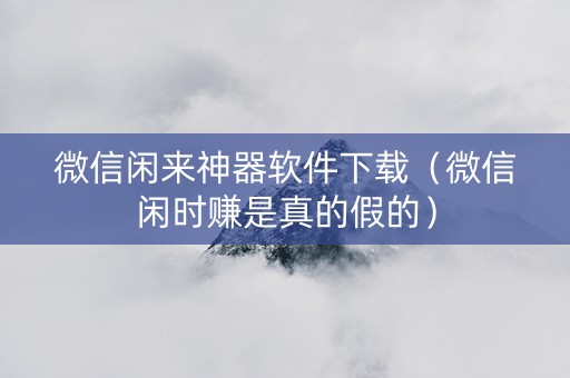 微信闲来神器软件下载（微信闲时赚是真的假的）