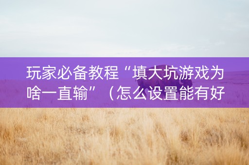 玩家必备教程“填大坑游戏为啥一直输”（怎么设置能有好牌)
