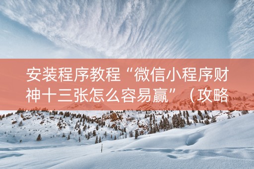 安装程序教程“微信小程序财神十三张怎么容易赢”（攻略插件)