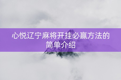 心悦辽宁麻将开挂必赢方法的简单介绍