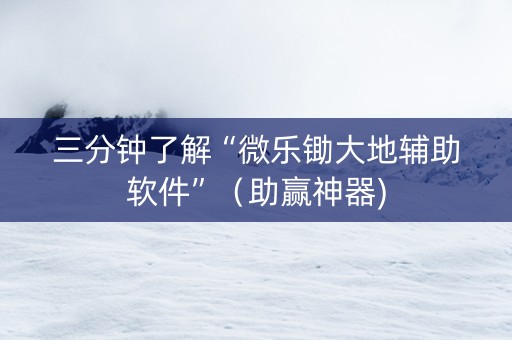 三分钟了解“微乐锄大地辅助软件”（助赢神器)