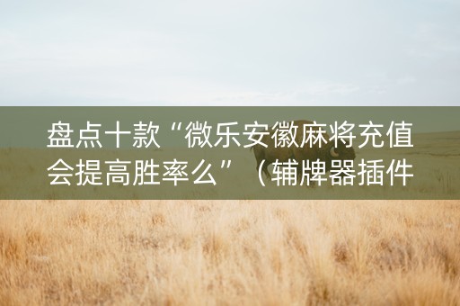 盘点十款“微乐安徽麻将充值会提高胜率么”（辅牌器插件购买)