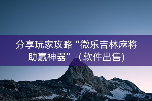 分享玩家攻略“微乐吉林麻将助赢神器”（软件出售)