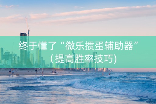终于懂了“微乐掼蛋辅助器”（提高胜率技巧)