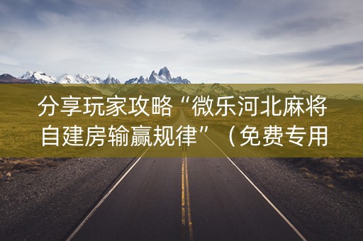 分享玩家攻略“微乐河北麻将自建房输赢规律”（免费专用神器)
