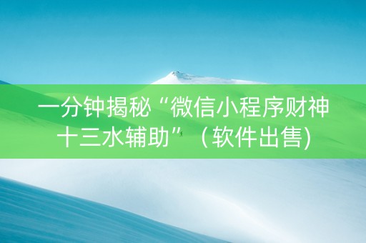 一分钟揭秘“微信小程序财神十三水辅助”（软件出售)