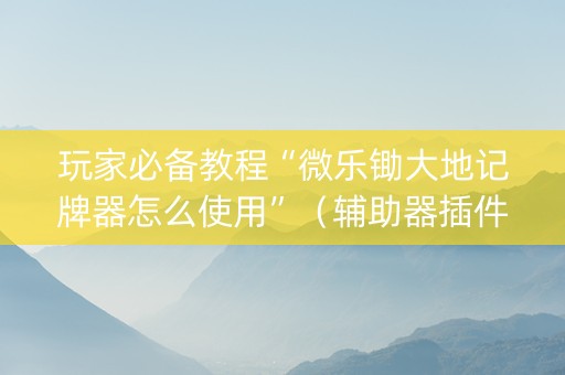 玩家必备教程“微乐锄大地记牌器怎么使用”（辅助器插件)