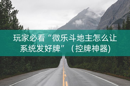 玩家必看“微乐斗地主怎么让系统发好牌”（控牌神器)