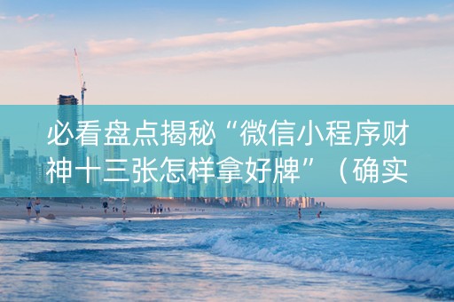 必看盘点揭秘“微信小程序财神十三张怎样拿好牌”（确实有插件吗)