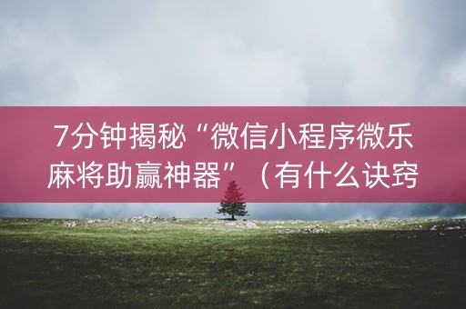 7分钟揭秘“微信小程序微乐麻将助赢神器”（有什么诀窍)