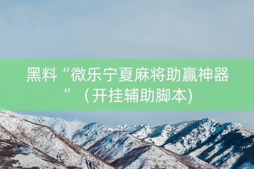 黑料“微乐宁夏麻将助赢神器”（开挂辅助脚本)