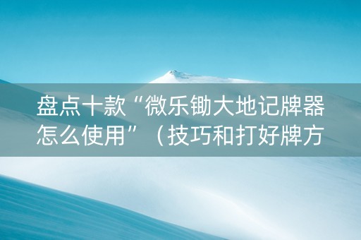 盘点十款“微乐锄大地记牌器怎么使用”（技巧和打好牌方法)