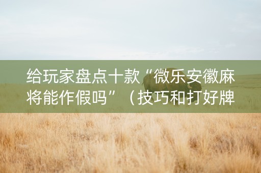 给玩家盘点十款“微乐安徽麻将能作假吗”（技巧和打好牌方法)