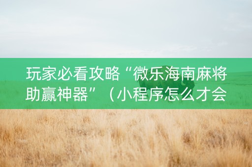 玩家必看攻略“微乐海南麻将助赢神器”（小程序怎么才会赢)