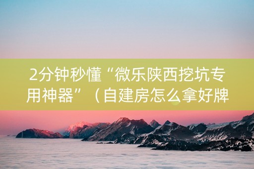 2分钟秒懂“微乐陕西挖坑专用神器”（自建房怎么拿好牌)