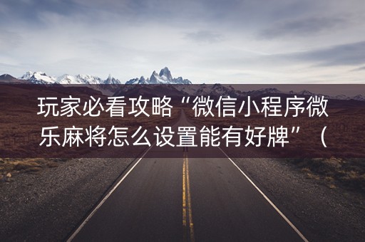玩家必看攻略“微信小程序微乐麻将怎么设置能有好牌”（装挂怎么安装)