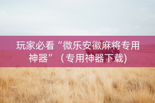 玩家必看“微乐安徽麻将专用神器”（专用神器下载)