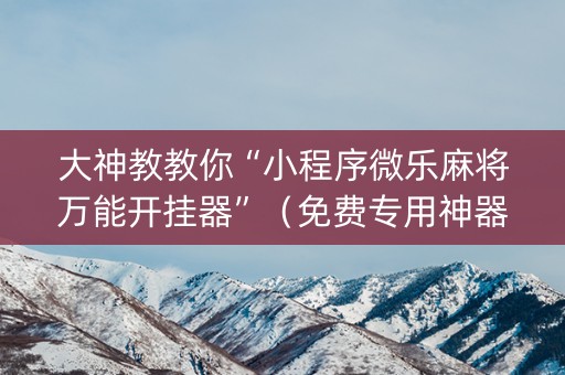 大神教教你“小程序微乐麻将万能开挂器”（免费专用神器)