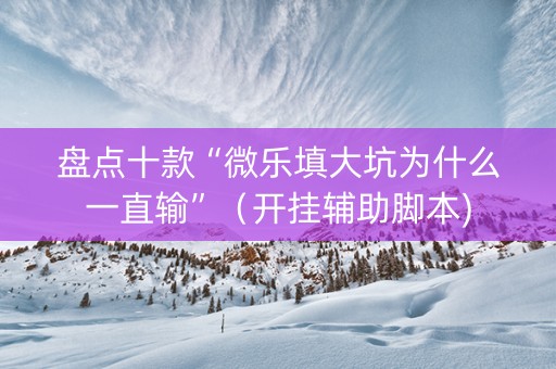 盘点十款“微乐填大坑为什么一直输”（开挂辅助脚本)