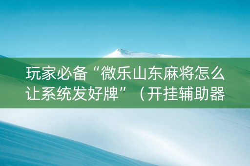 玩家必备“微乐山东麻将怎么让系统发好牌”（开挂辅助器插件)