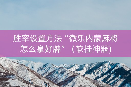 胜率设置方法“微乐内蒙麻将怎么拿好牌”（软挂神器)