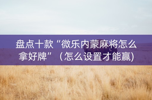 盘点十款“微乐内蒙麻将怎么拿好牌”（怎么设置才能赢)