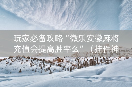 玩家必备攻略“微乐安徽麻将充值会提高胜率么”（挂件神器)