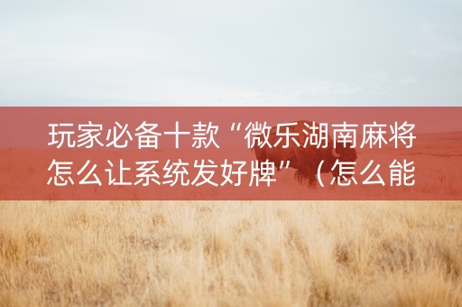 玩家必备十款“微乐湖南麻将怎么让系统发好牌”（怎么能让牌好一点)