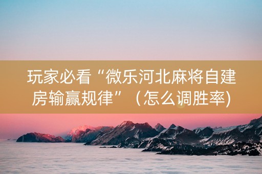 玩家必看“微乐河北麻将自建房输赢规律”（怎么调胜率)