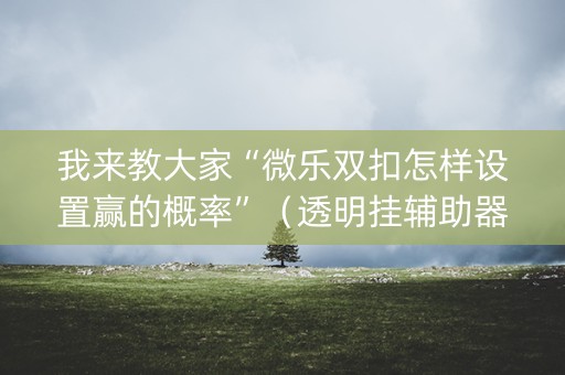 我来教大家“微乐双扣怎样设置赢的概率”（透明挂辅助器)