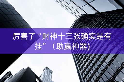 厉害了“财神十三张确实是有挂”（助赢神器)