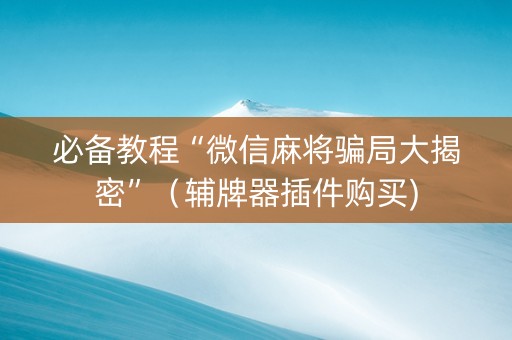 必备教程“微信麻将骗局大揭密”（辅牌器插件购买)