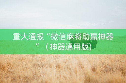 重大通报“微信麻将助赢神器”（神器通用版)