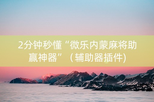 2分钟秒懂“微乐内蒙麻将助赢神器”（辅助器插件)