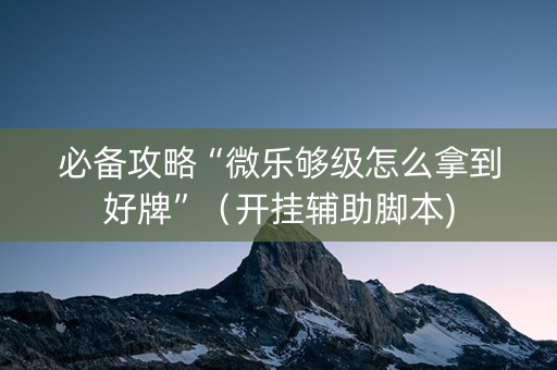 必备攻略“微乐够级怎么拿到好牌”（开挂辅助脚本)
