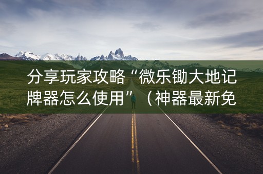 分享玩家攻略“微乐锄大地记牌器怎么使用”（神器最新免费)