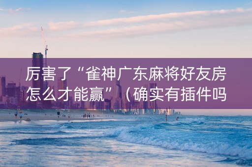 厉害了“雀神广东麻将好友房怎么才能赢”（确实有插件吗)