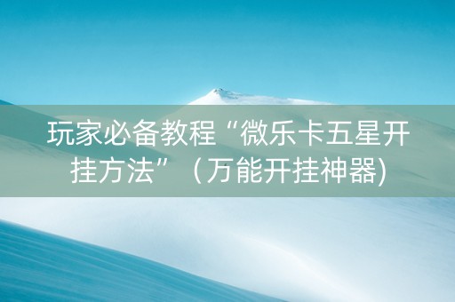 玩家必备教程“微乐卡五星开挂方法”（万能开挂神器)