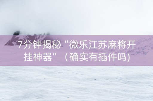 7分钟揭秘“微乐江苏麻将开挂神器”（确实有插件吗)