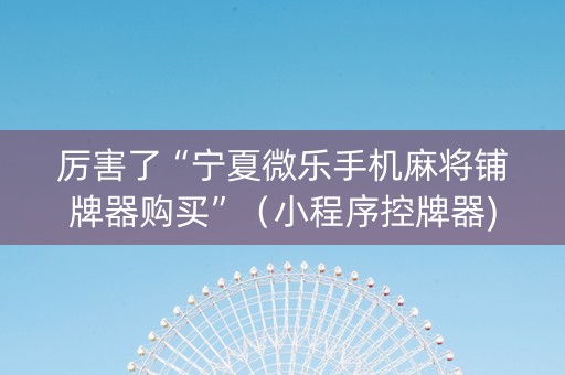 厉害了“宁夏微乐手机麻将铺牌器购买”（小程序控牌器)