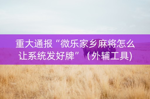 重大通报“微乐家乡麻将怎么让系统发好牌”（外辅工具)