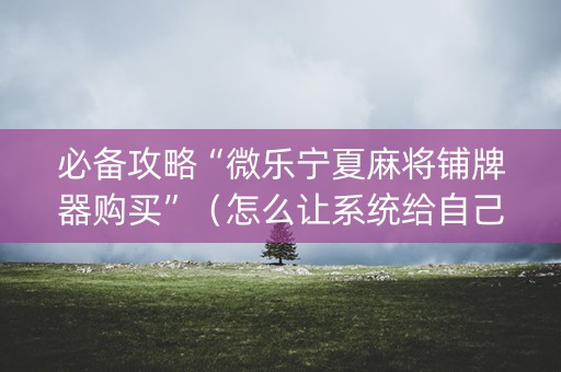 必备攻略“微乐宁夏麻将铺牌器购买”（怎么让系统给自己好牌)