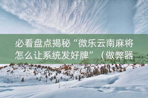 必看盘点揭秘“微乐云南麻将怎么让系统发好牌”（做弊器软件下载)
