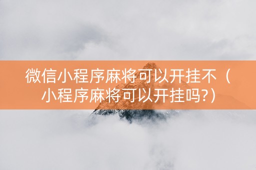 微信小程序麻将可以开挂不（小程序麻将可以开挂吗?）