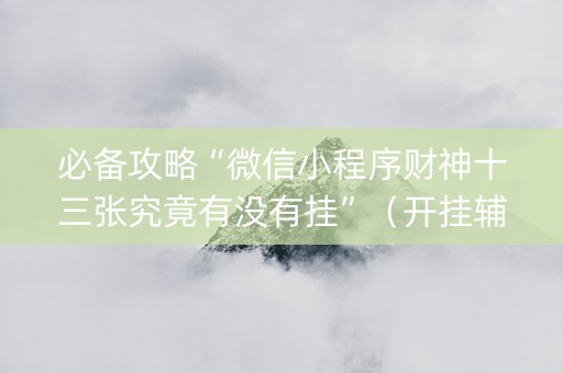 必备攻略“微信小程序财神十三张究竟有没有挂”（开挂辅助器插件)